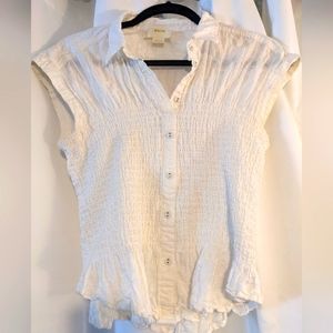 Anthropologie Maeve Bellamy Buttondown Smocked Top